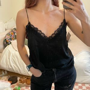 Flowy black lace top fits XS-M